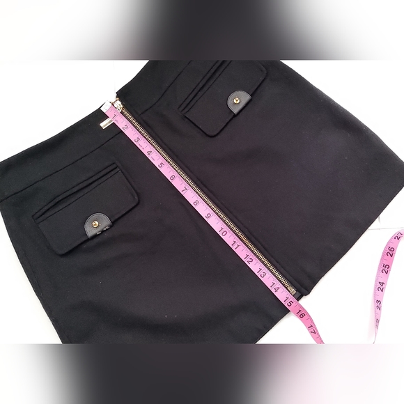 Boston Proper Wool Blend Zip Front Black Mini Skirt Size 6 Pockets A-Line - Picture 6 of 10